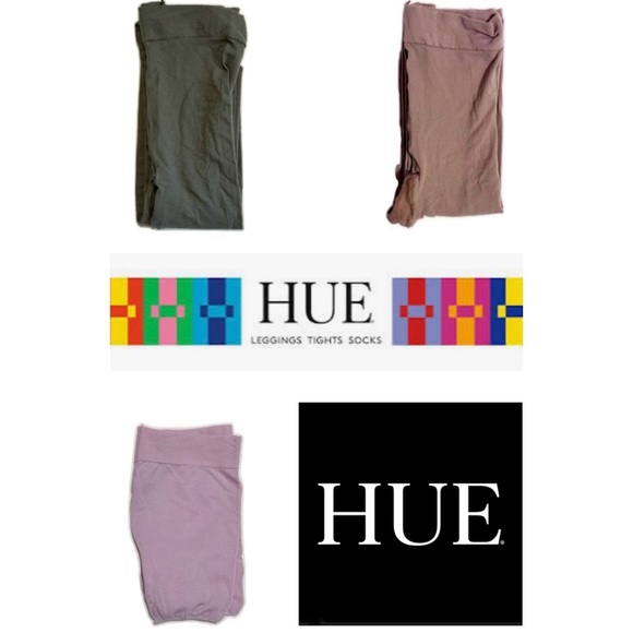 Hue Tights Bundle of Three Pairs (pink, green, nude/tan) - Picture 1 of 11